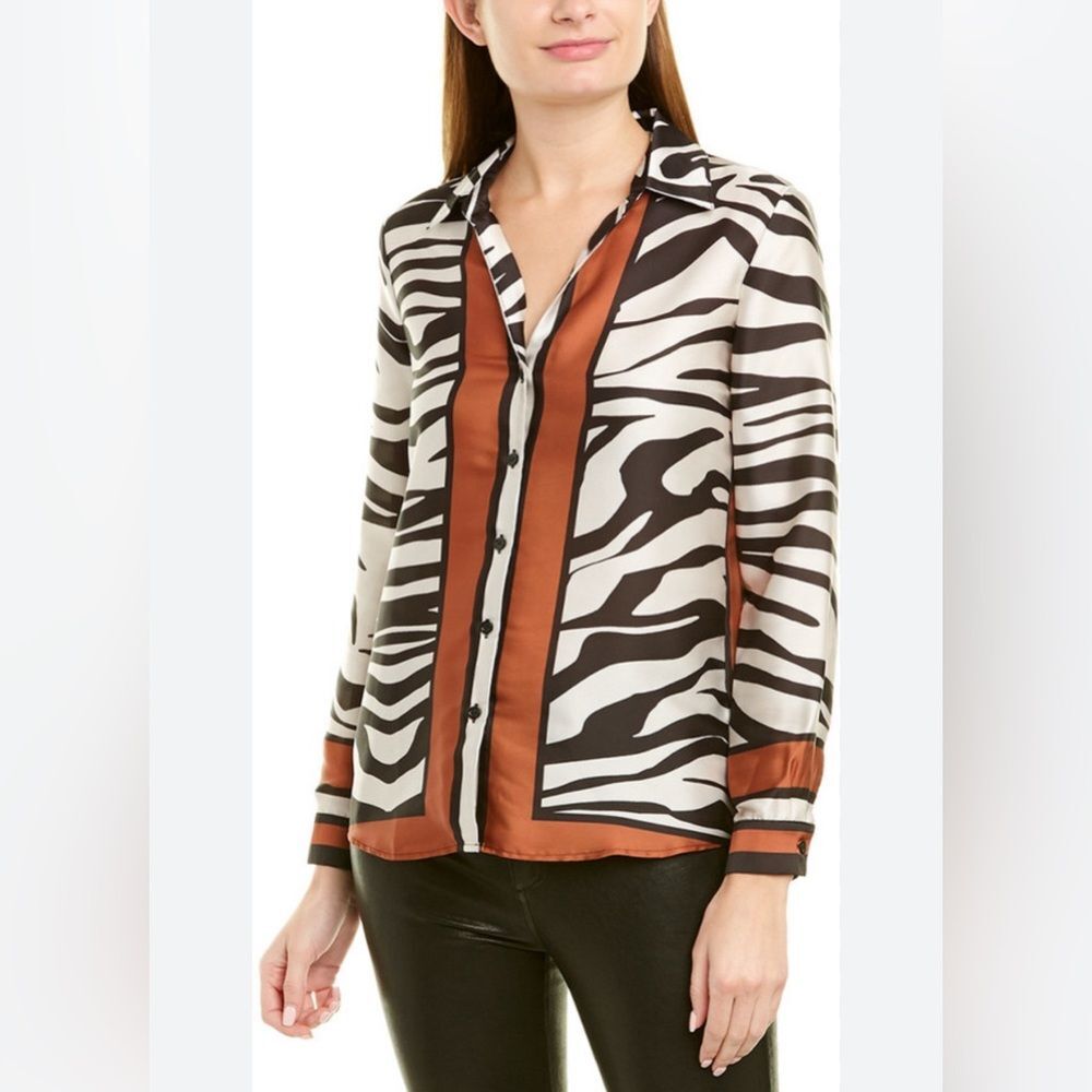DREW Anthropologie Button Up Blouse Mix Print Size Long Sleeve Extra Small - Picture 13 of 13